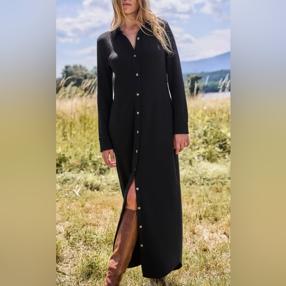 Faherty Legend sweater shirt dress size Small color Heathered Black Twill - Picture 1 of 7